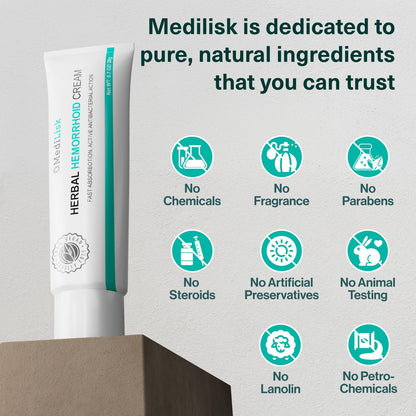 MediLisk Herbal Hemorrhoid Cream – Hemorrhoid Treatment – Fast Acting Formula for Supporting with Itching & Burning – Non-Steroidal Natural Formula – 0.7 oz – Pack of 1 - dailyvitalstore