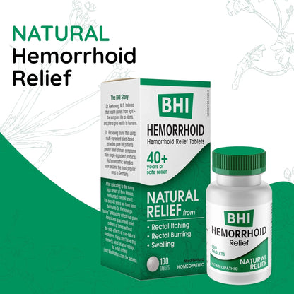 MediNatura BHI Hemorrhoid Relief - Natural Hemorrhoid Treatment for Relieving Rectal Itching - Daily Support - Chewable & Easy-to-Use Tablets - Plant-Based - 100 Count - dailyvitalstore