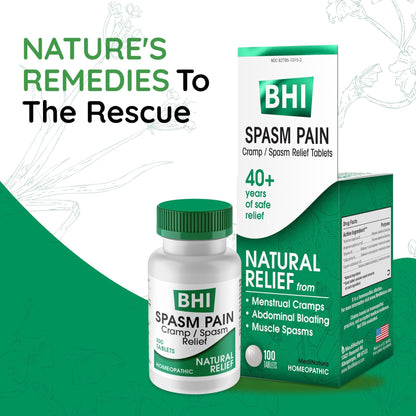 MediNatura BHI Spasm/Cramp Relief - Muscle Spasm Tablets for Full-Body Cramp Support - Menstrual Support - Non-Drowsy - Quick-Dissolve - Non-Addictive - Natural Ingredients - 100 Count - dailyvitalstore