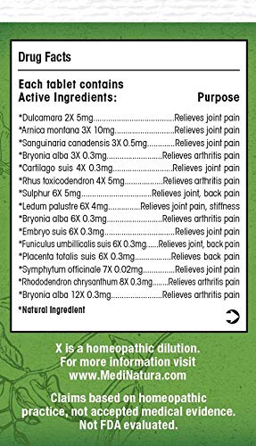 MediNatura T-Relief Extra Strength Arthritis Pain Reliever Arnica +12 Natural Medicines for Joint Soreness Stiffness Aches, Quick Dissolving Pain Relief for Women & Men - 100 Tablets (Pack of 3) - dailyvitalstore