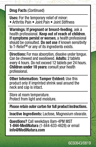 MediNatura T-Relief Extra Strength Arthritis Pain Reliever Arnica +12 Natural Medicines for Joint Soreness Stiffness Aches, Quick Dissolving Pain Relief for Women & Men - 100 Tablets (Pack of 3) - dailyvitalstore