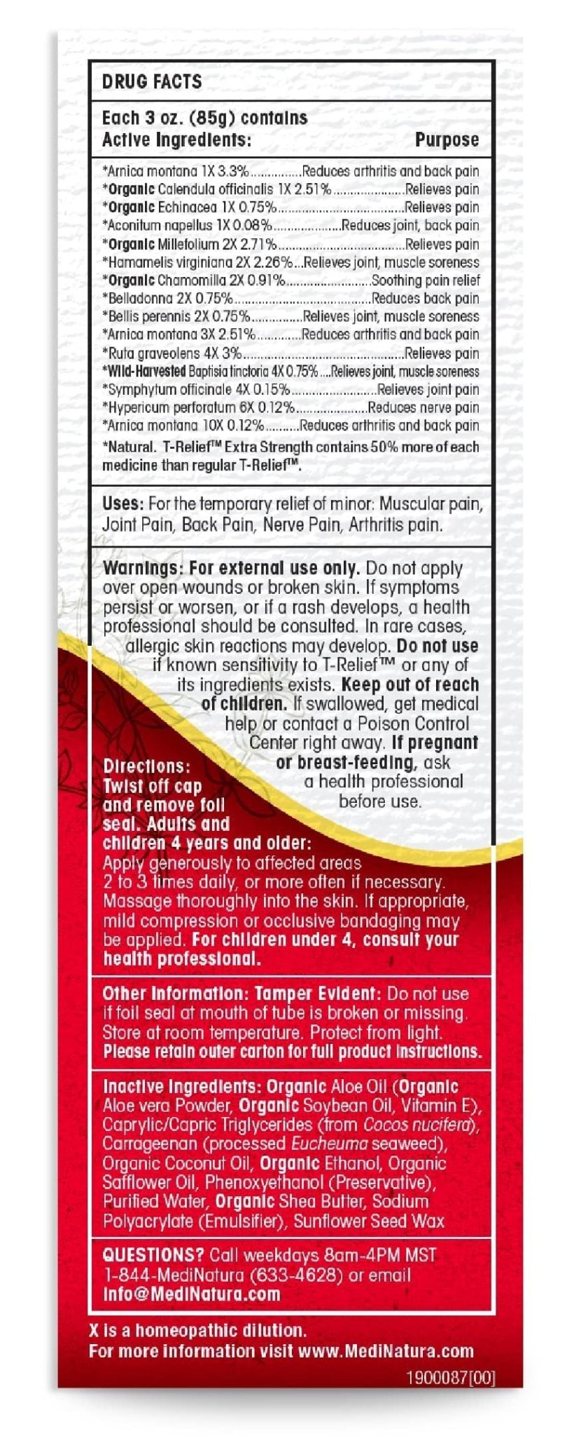 MediNatura T-Relief Extra Strength Cream Arnica +12 Natural Relieving Actives for Back Pain Joint Soreness Muscle Aches & Stiffness, Whole Body Fast Acting Relief for Women & Men - 3 oz - dailyvitalstore