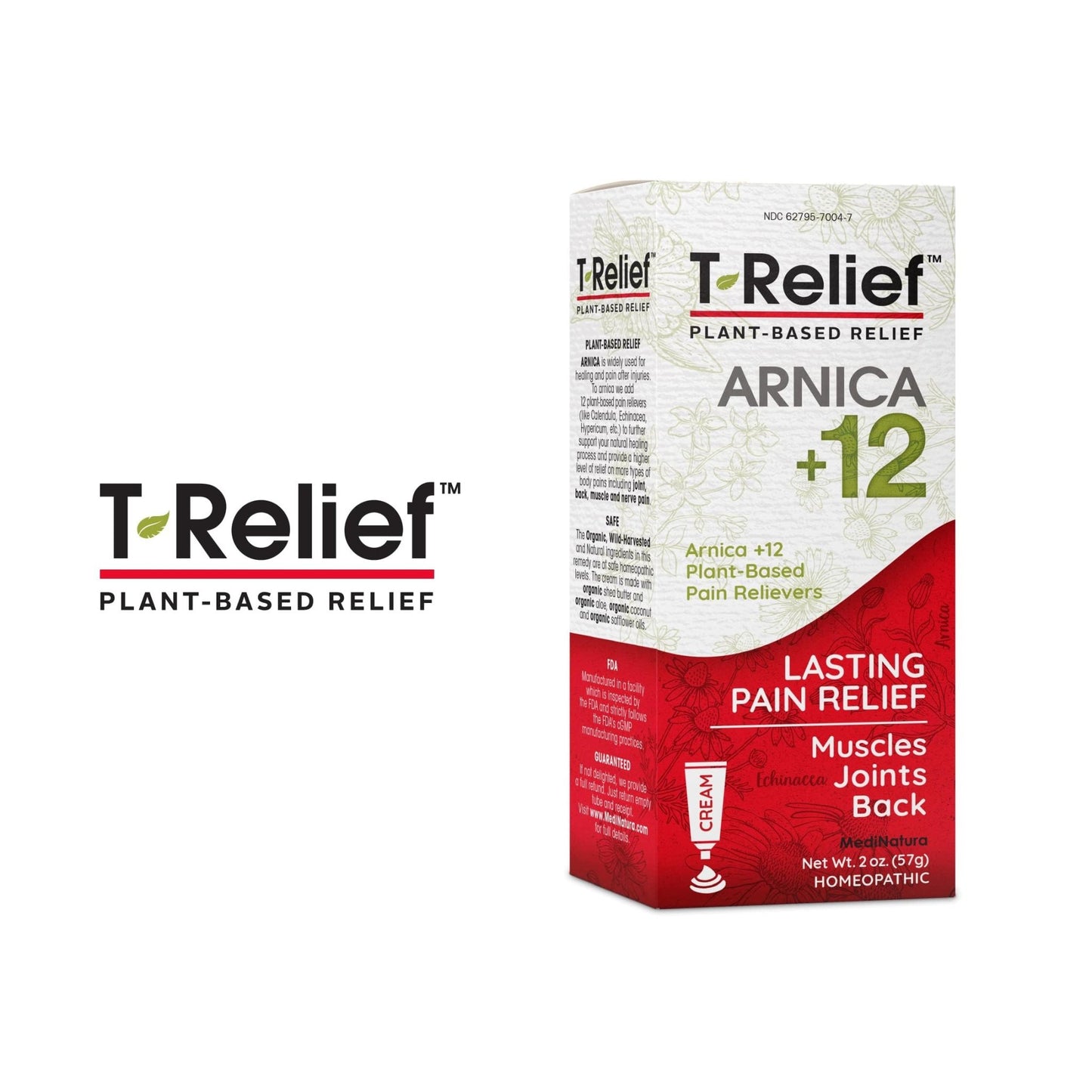 MediNatura T-Relief Extra Strength Discomfort Relief-Naturally-Soothing Cream That Supports Sore Joints-Stiffness & Body Ache Aid-Homeopathic Herbal Rub-Fast-Absorbing & Non-Sticky Lotion - 2 oz - dailyvitalstore