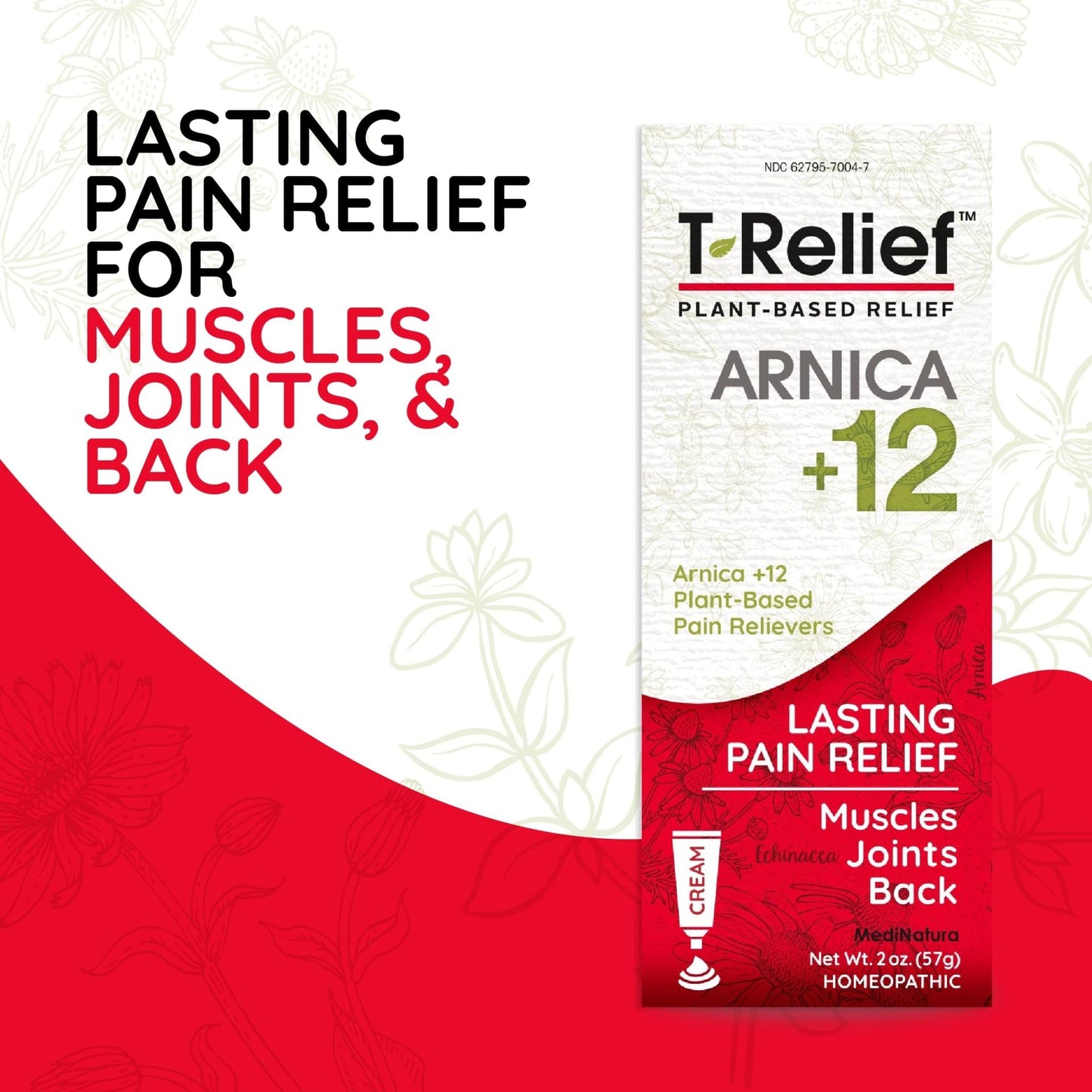 MediNatura T-Relief Extra Strength Discomfort Relief-Naturally-Soothing Cream That Supports Sore Joints-Stiffness & Body Ache Aid-Homeopathic Herbal Rub-Fast-Absorbing & Non-Sticky Lotion - 2 oz - dailyvitalstore