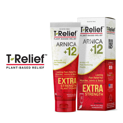 MediNatura T-Relief Extra Strength Gel Arnica +12 Natural Relieving Actives for Back Pain Joint Soreness Muscle Aches & Stiffness Whole Body Fast Acting Relief for Women & Men - 3 oz - dailyvitalstore
