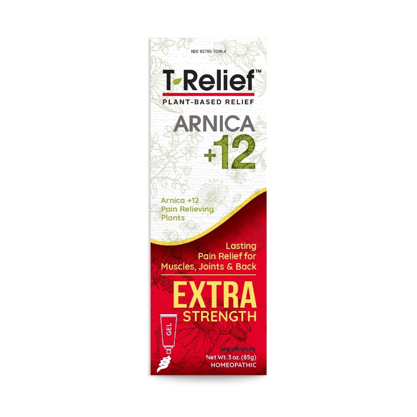 MediNatura T-Relief Extra Strength Gel Arnica +12 Natural Relieving Actives for Back Pain Joint Soreness Muscle Aches & Stiffness Whole Body Fast Acting Relief for Women & Men - 3 oz - dailyvitalstore