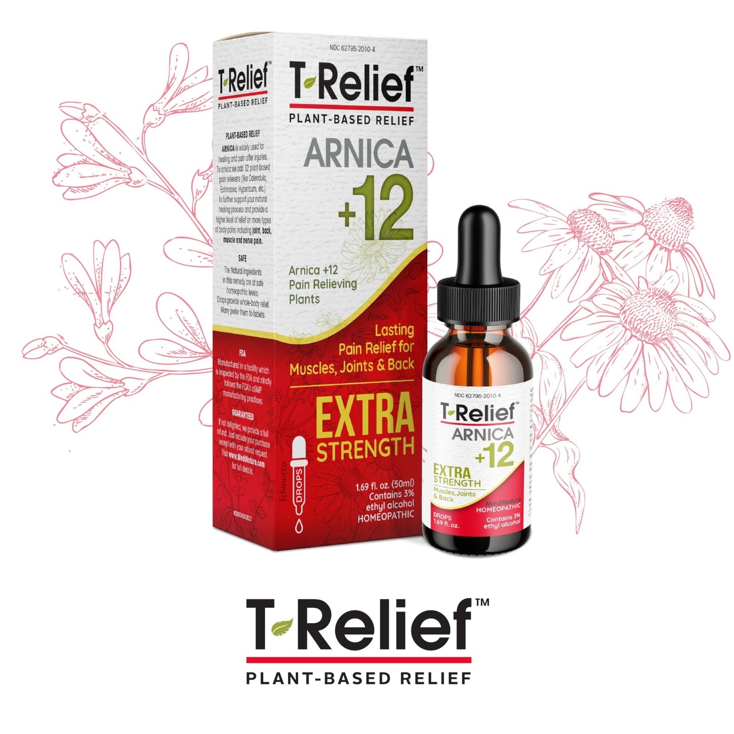 MediNatura T-Relief Extra Strength Oral Drops Arnica +12 Fast-Acting Natural Relieving Actives for Back Neck Joint Muscle Hand & Foot Aches Pains & Soreness - 1.69 oz - dailyvitalstore