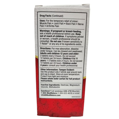 MediNatura T-Relief Extra Strength Pain Relief Arnica +12 Natural Relieving Actives for Back Pain Joint Soreness Muscle Aches & Stiffness, Whole Body Fast-Acting Relief for Women & Men - 100 Tablets - dailyvitalstore