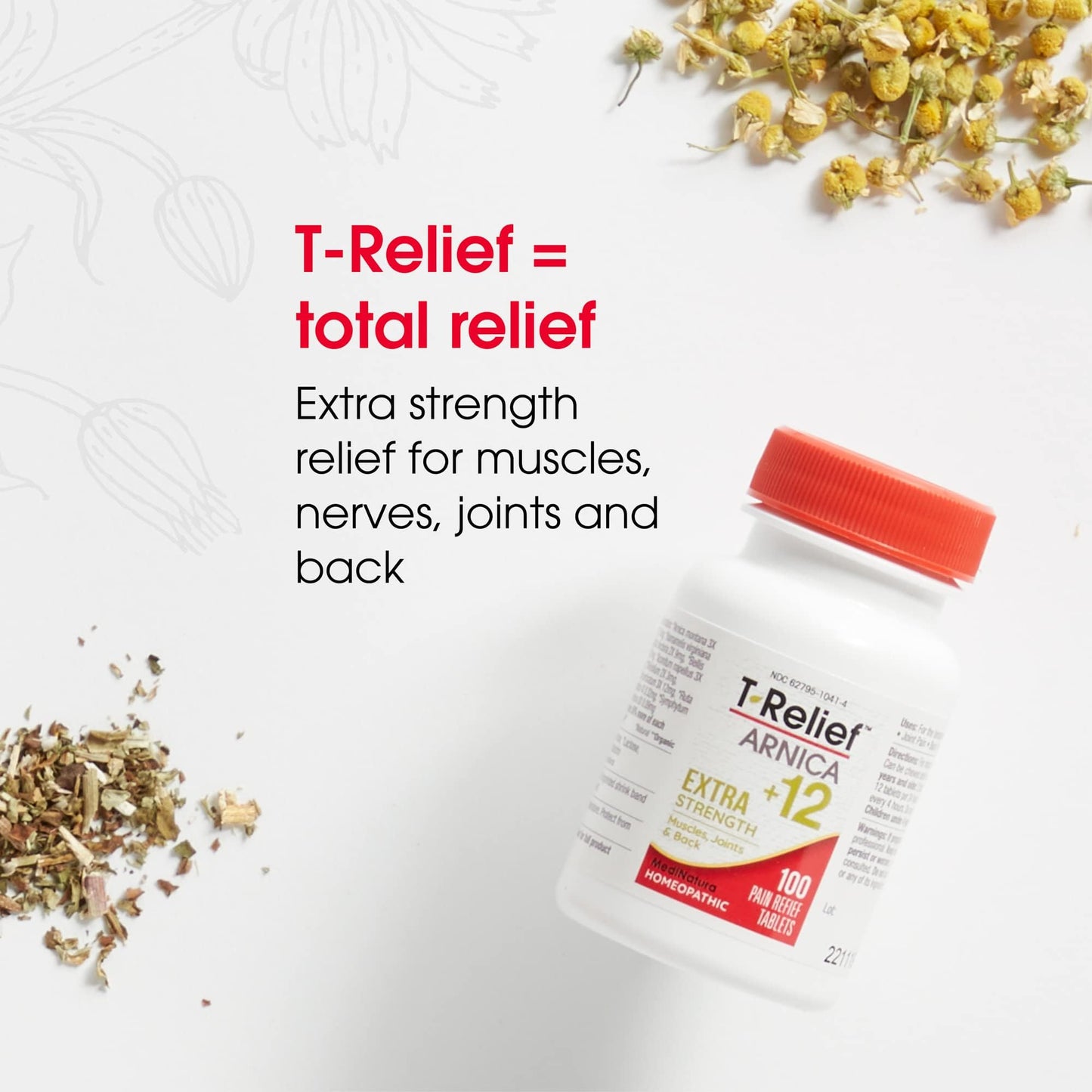 MediNatura T-Relief Extra Strength Pain Relief Arnica +12 Plant-Based Pain Relievers 100ct Tablets T-Relief Extra Strength Pain Relief 3oz Cream Bundle - dailyvitalstore