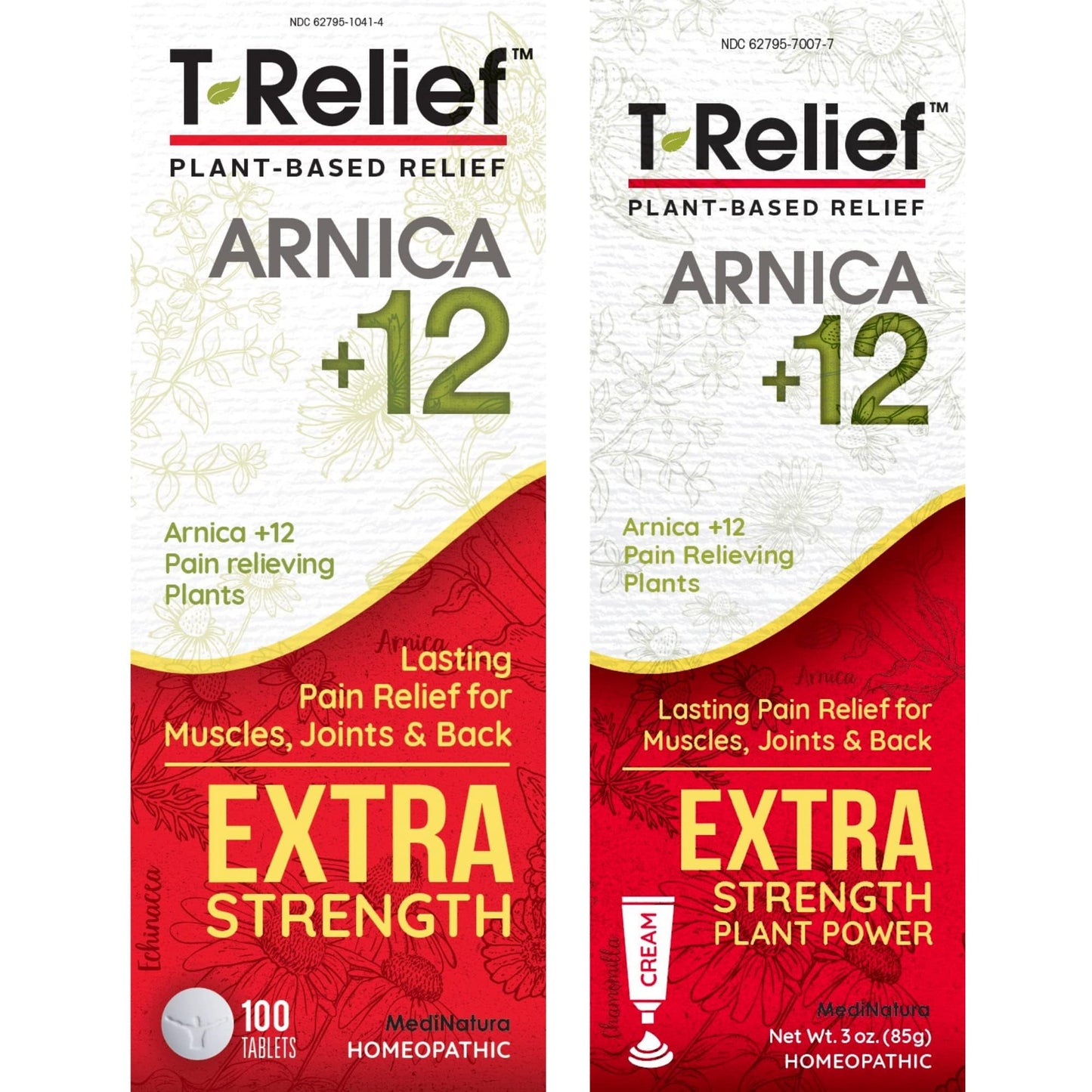 MediNatura T-Relief Extra Strength Pain Relief Arnica +12 Plant-Based Pain Relievers 100ct Tablets T-Relief Extra Strength Pain Relief 3oz Cream Bundle - dailyvitalstore