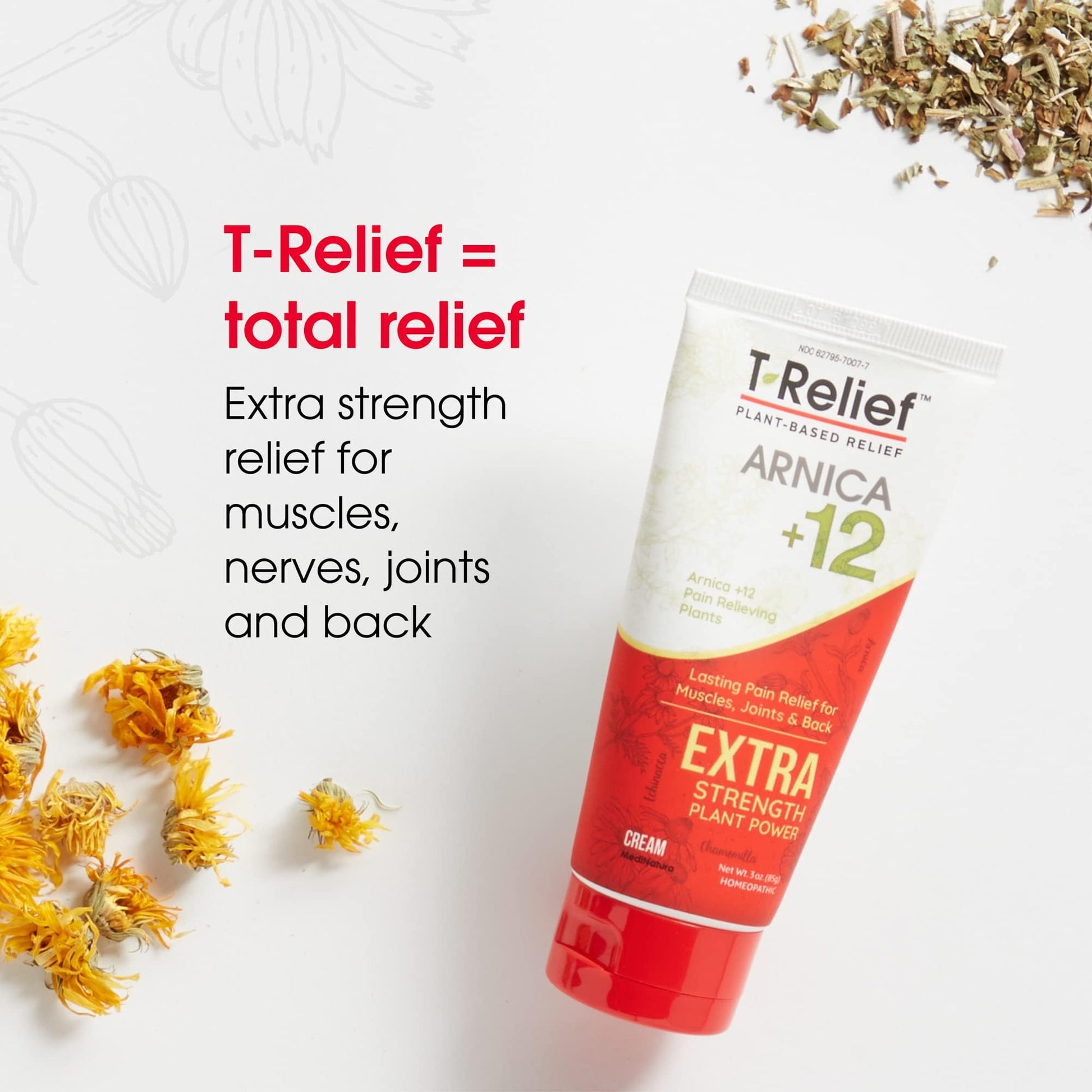 MediNatura T-Relief Extra Strength Pain Relief Arnica +12 Plant-Based Pain Relievers 100ct Tablets T-Relief Extra Strength Pain Relief 3oz Cream Bundle - dailyvitalstore