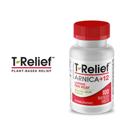 MediNatura T-Relief Pain - Arnica Medication for Naturally Soothing Body Aches - Supports Muscle, Joint & Back Relief - Chewable Tablets - Plant-Based Tablets - Non-Addictive - 100 Count - 2 Pack - dailyvitalstore