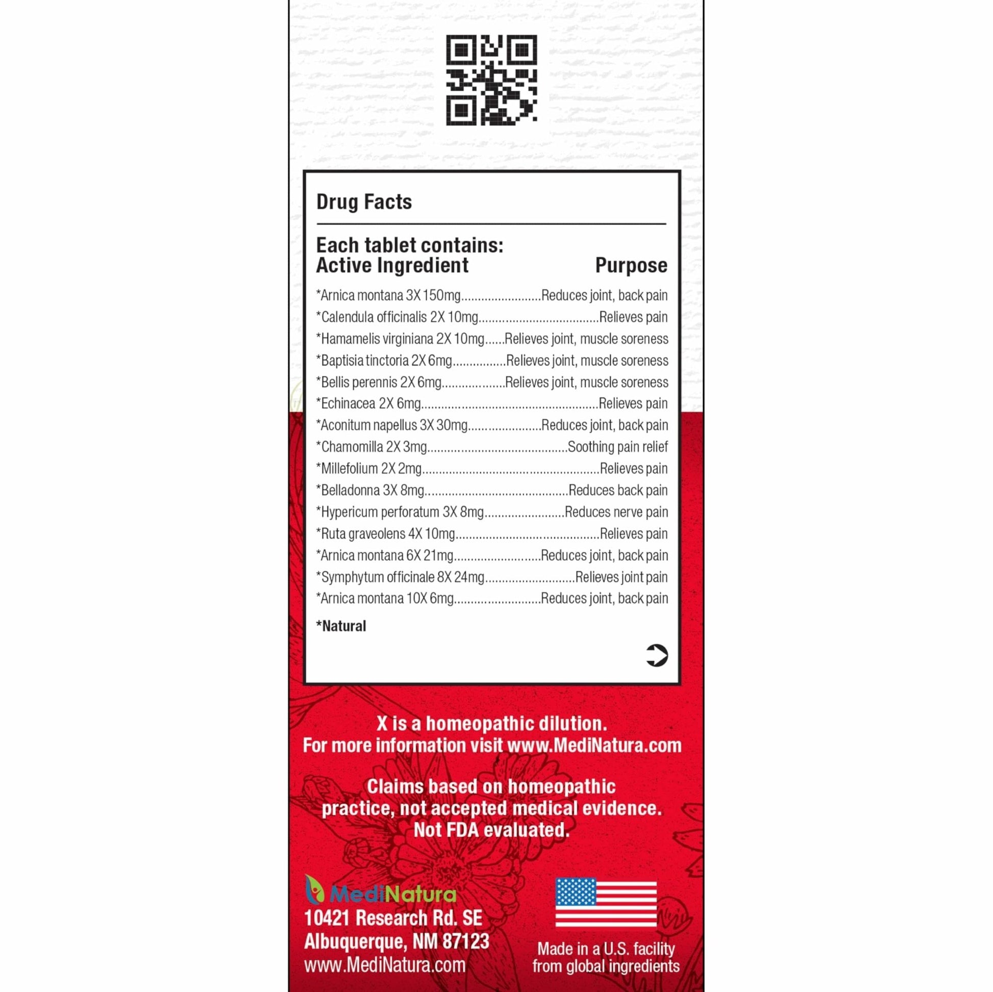 MediNatura T-Relief Pain - Arnica Medication for Naturally Soothing Body Aches - Supports Muscle, Joint & Back Relief - Chewable Tablets - Plant-Based Tablets - Non-Addictive - 100 Count - 2 Pack - dailyvitalstore