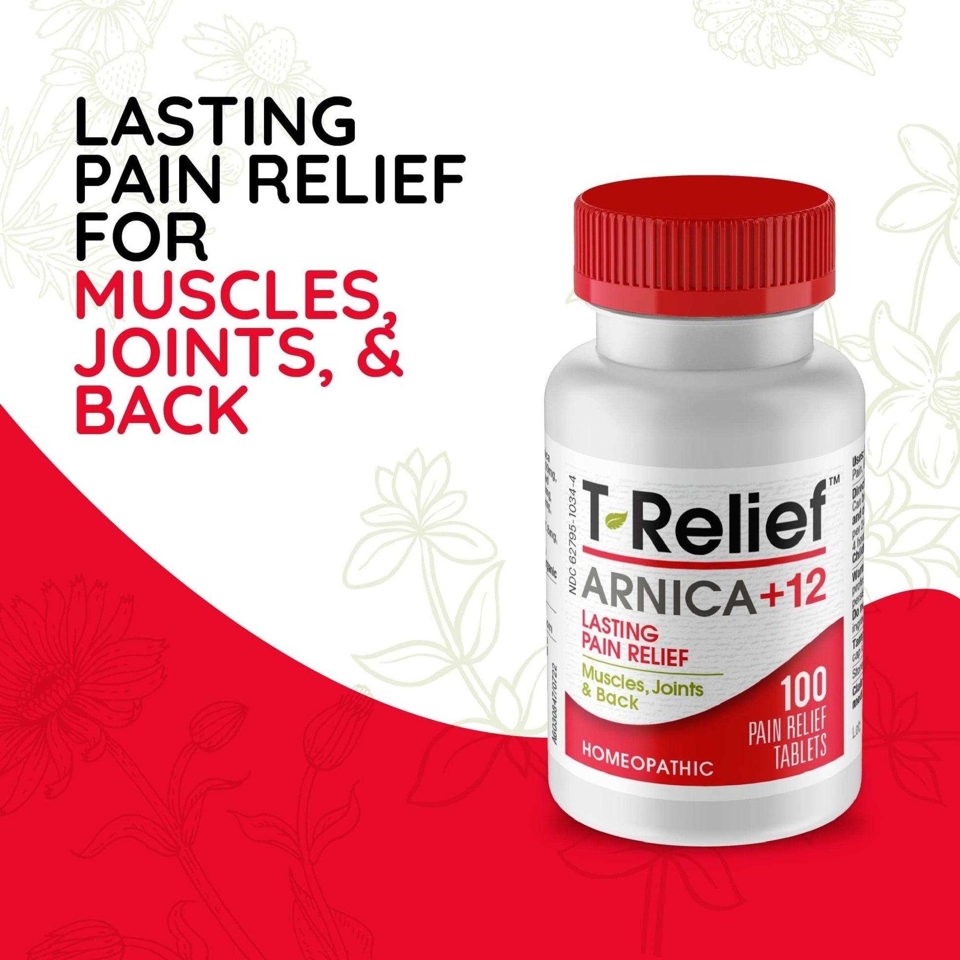 MediNatura T-Relief Pain - Arnica Medication for Naturally Soothing Body Aches - Supports Muscle, Joint & Back Relief - Chewable Tablets - Plant-Based Tablets - Non-Addictive - 100 Count - 2 Pack - dailyvitalstore