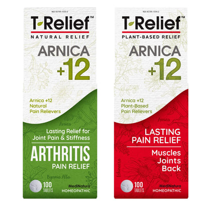 MediNatura Whole Body + Joints Bundle T-Relief Arnica +12 Natural Arthritis Pain Tablets 100ct + T-Relief Arnica +12 Natural Pain Relieving Tablets 100ct - dailyvitalstore