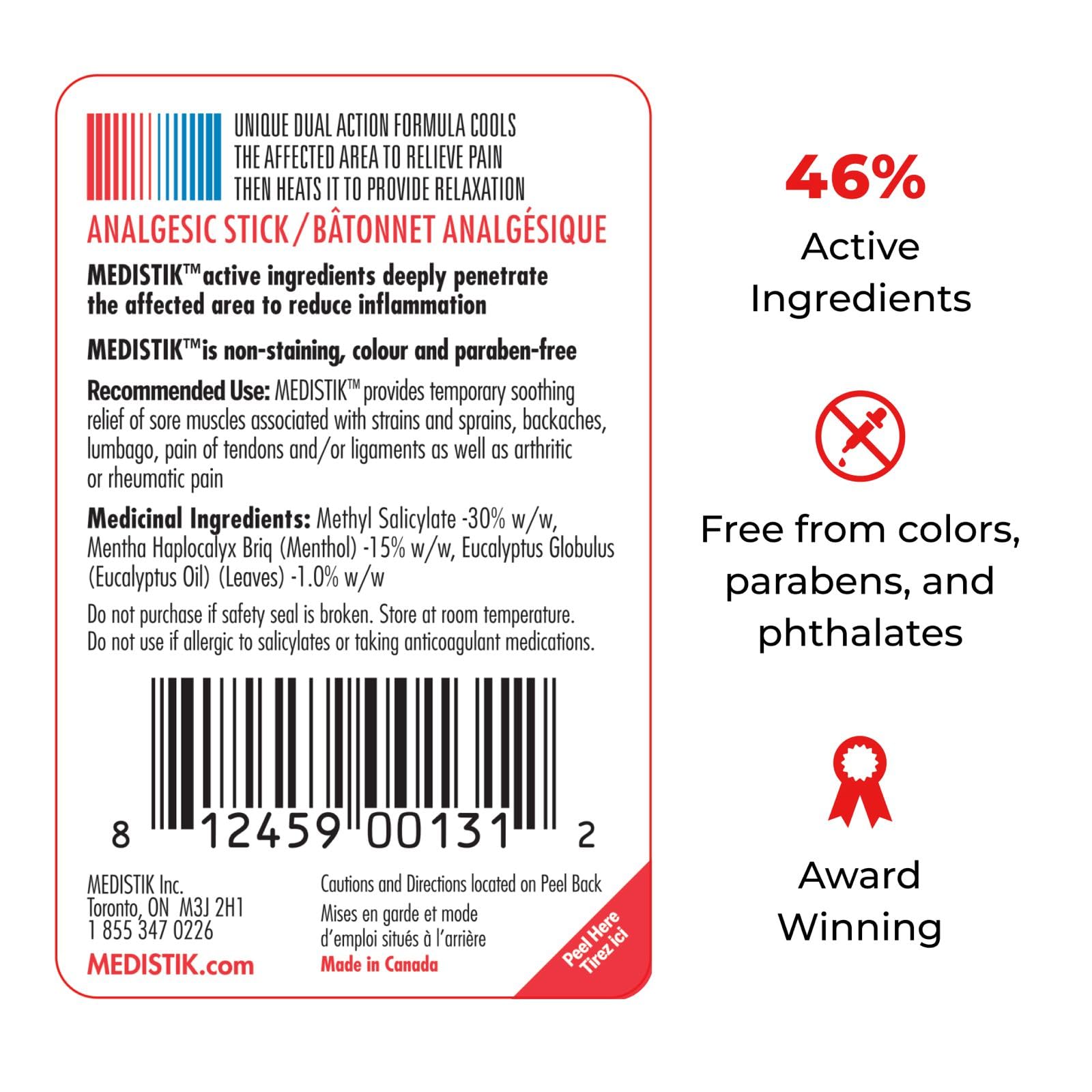 Medistik Extra Strength Pain Relief Stick. Long Lasting Topical Pain Reliever for Backache, Muscle & Joint Pain, 58g (One Pack) - dailyvitalstore
