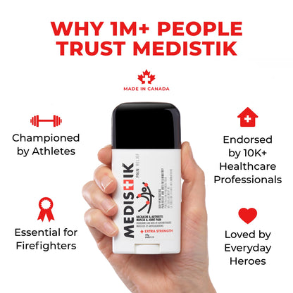 Medistik Extra Strength Pain Relief Stick. Long Lasting Topical Pain Reliever for Backache, Muscle & Joint Pain, 58g (One Pack) - dailyvitalstore
