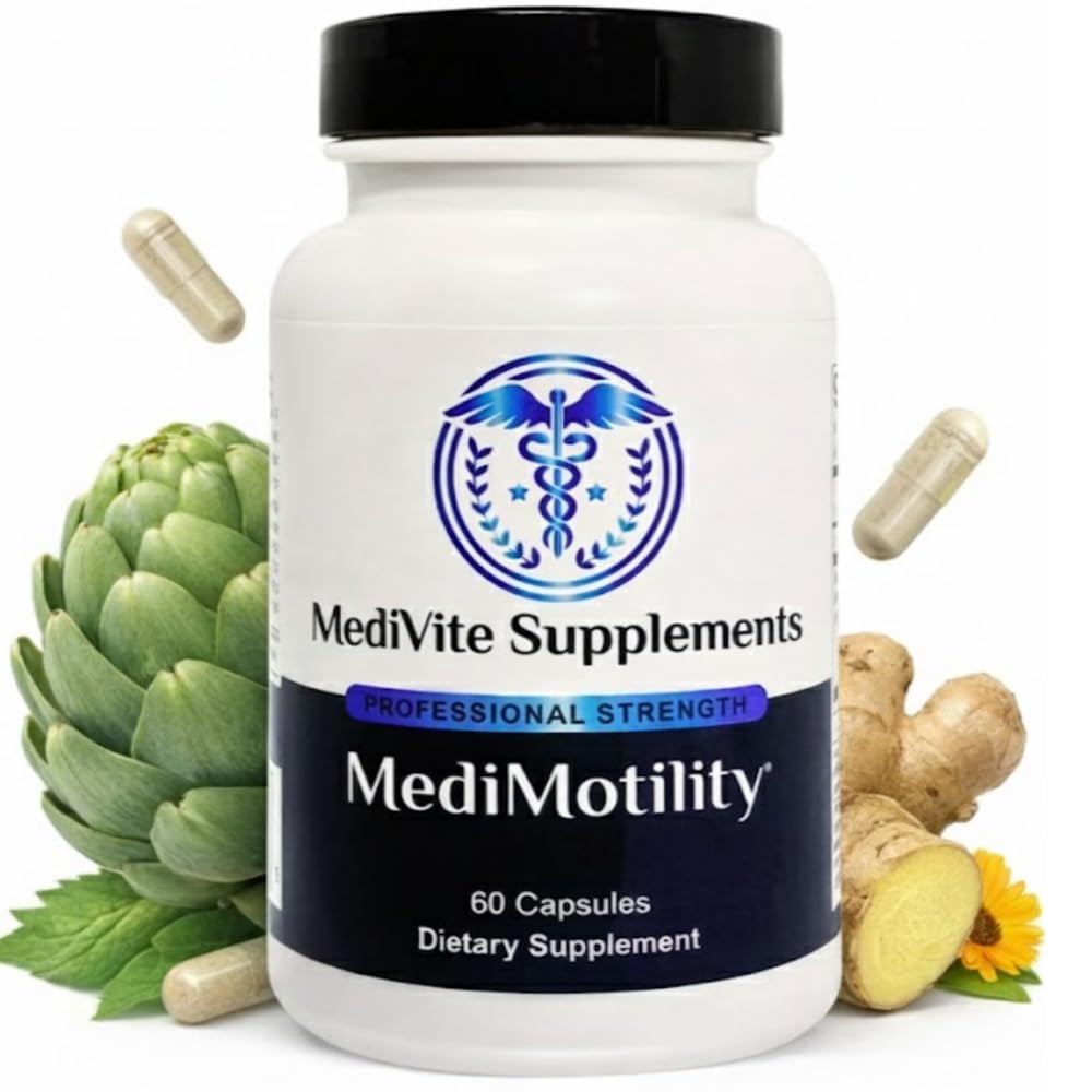 MediVite Supplements MediMotility 60ct – Physician-Approved Supplement for Healthy Gut Motility & Digestive Function – with Ginger Root & Artichoke Extract - dailyvitalstore
