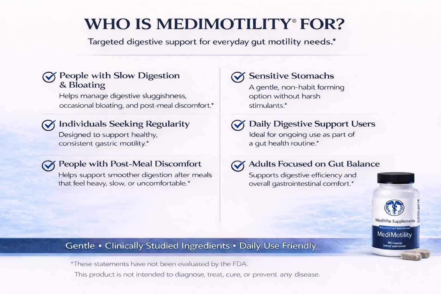 MediVite Supplements MediMotility 60ct – Physician-Approved Supplement for Healthy Gut Motility & Digestive Function – with Ginger Root & Artichoke Extract - dailyvitalstore