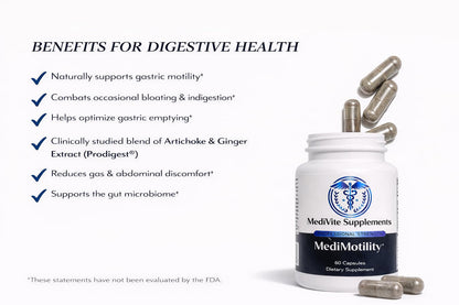 MediVite Supplements MediMotility 60ct – Physician-Approved Supplement for Healthy Gut Motility & Digestive Function – with Ginger Root & Artichoke Extract - dailyvitalstore