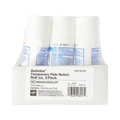Medline ActivICE Roll-On Cooling Gel, Topical Pain Relief for Arthritis, Joint, Muscle, Back & Body Aches & Pain, 3 oz (3 Count) - dailyvitalstore