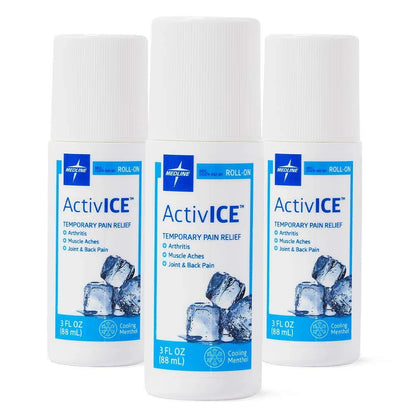 Medline ActivICE Roll-On Cooling Gel, Topical Pain Relief for Arthritis, Joint, Muscle, Back & Body Aches & Pain, 3 oz (3 Count) - dailyvitalstore