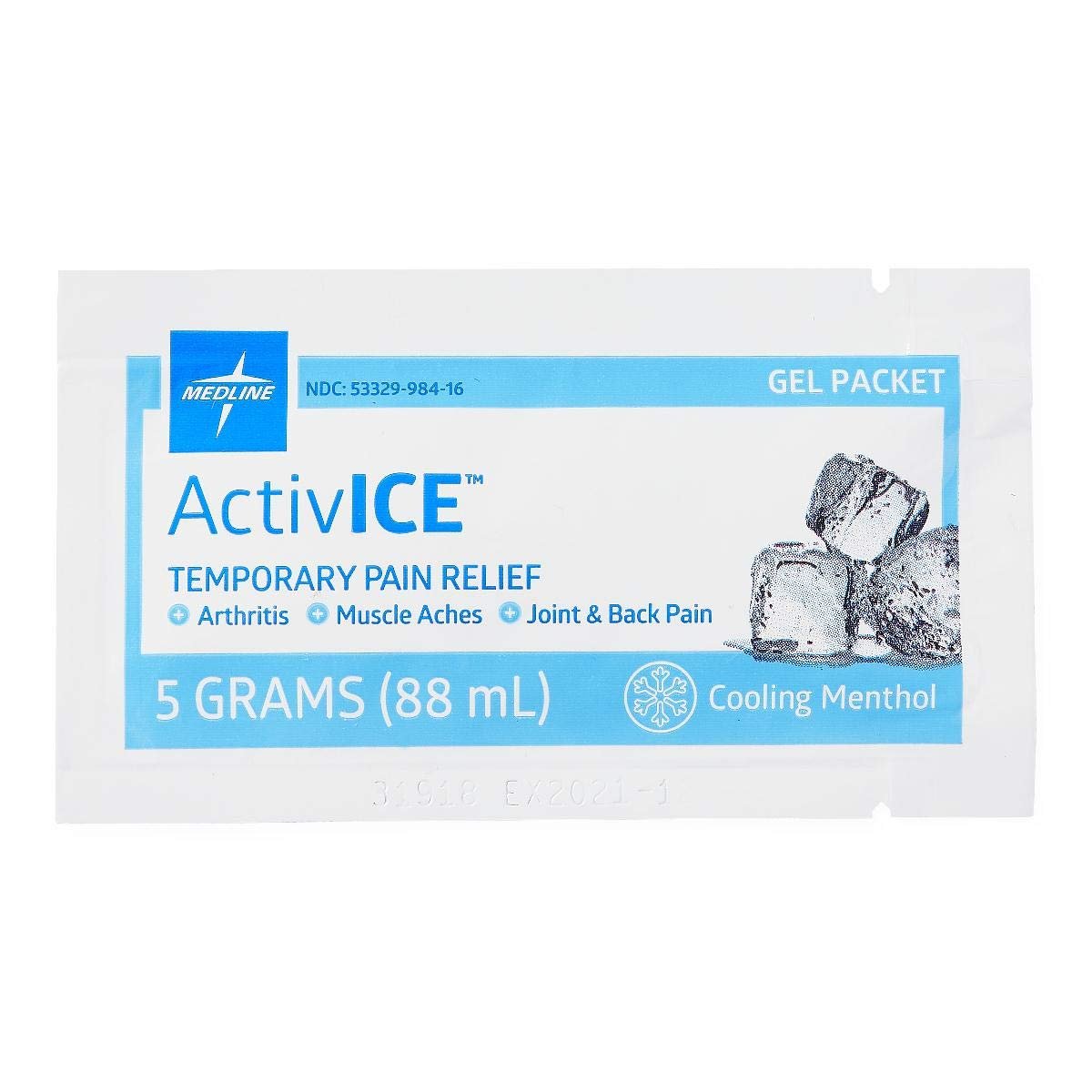 Medline ActivICE Topical Pain Reliever Gel, Great for Arthritis, Muscle Aches and Back Injuries, 5 grams - 100 Packs - dailyvitalstore