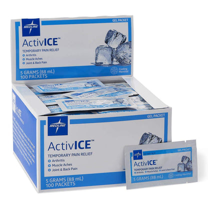 Medline ActivICE Topical Pain Reliever Gel, Great for Arthritis, Muscle Aches and Back Injuries, 5 grams - 100 Packs - dailyvitalstore