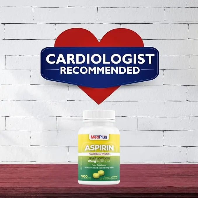 MedPlus Low Dose Aspirin 81 mg - 500 Tablets | Enteric Coated | Pain Reliever for Minor Aches and Pains, Fever Reducer - Made in USA - dailyvitalstore