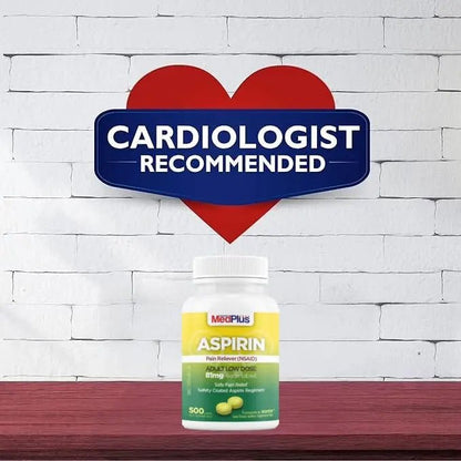 MedPlus Low Dose Aspirin 81 mg - 500 Tablets | Enteric Coated | Pain Reliever for Minor Aches and Pains, Fever Reducer - Made in USA - dailyvitalstore