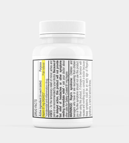 MedPlus Low Dose Aspirin 81 mg - 500 Tablets | Enteric Coated | Pain Reliever for Minor Aches and Pains, Fever Reducer - Made in USA - dailyvitalstore