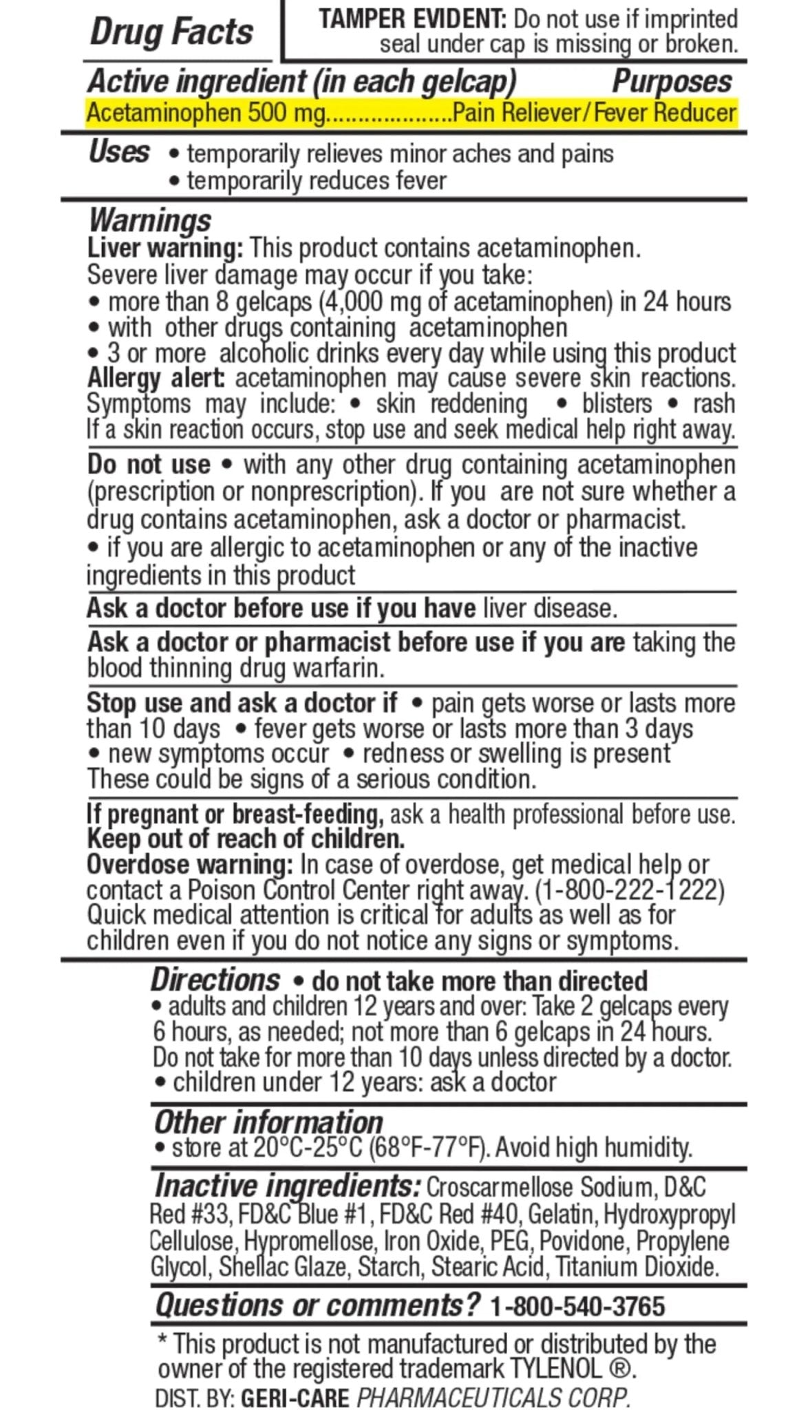 MedRite Acetaminophen 500mg Extra Strength - 100 Rapid Release Gelcaps - Over-The-Counter Medication - dailyvitalstore