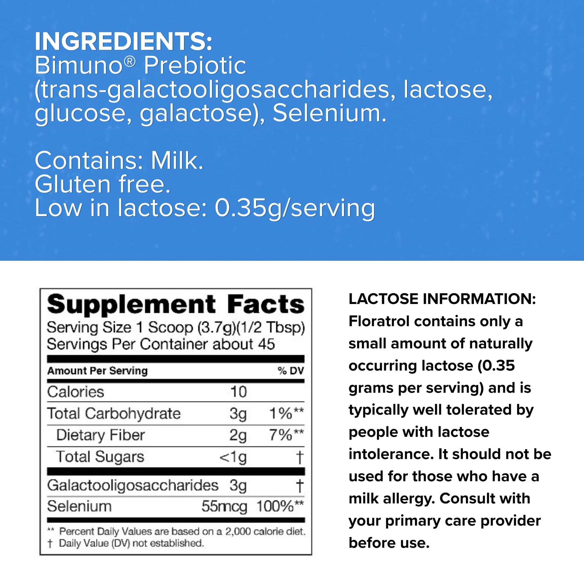 Medtrition Floratrol™ Prebiotic Fiber Powder for Digestive Health – Bimuno® GOS Prebiotic + Selenium – Supports Gut Health & Regularity – Dissolves Clear and Fast, - dailyvitalstore
