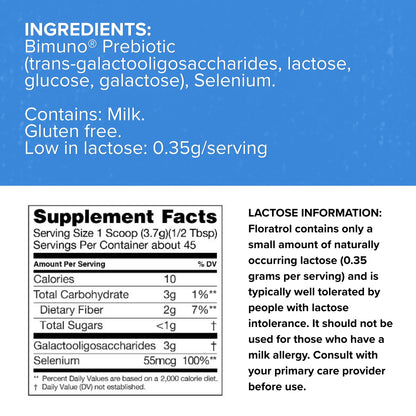 Medtrition Floratrol™ Prebiotic Fiber Powder for Digestive Health – Bimuno® GOS Prebiotic + Selenium – Supports Gut Health & Regularity – Dissolves Clear and Fast, - dailyvitalstore