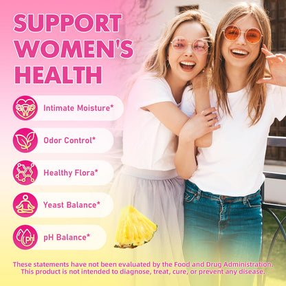 MEENCCD Her Juicy Feminine Probiotics Gummies with Slippery Elm & Lactobacillus Blend, Supports pH Balance & Immune Function, Promotes Vaginal Wellness, Pineapple Flavor, 60 Count - dailyvitalstore