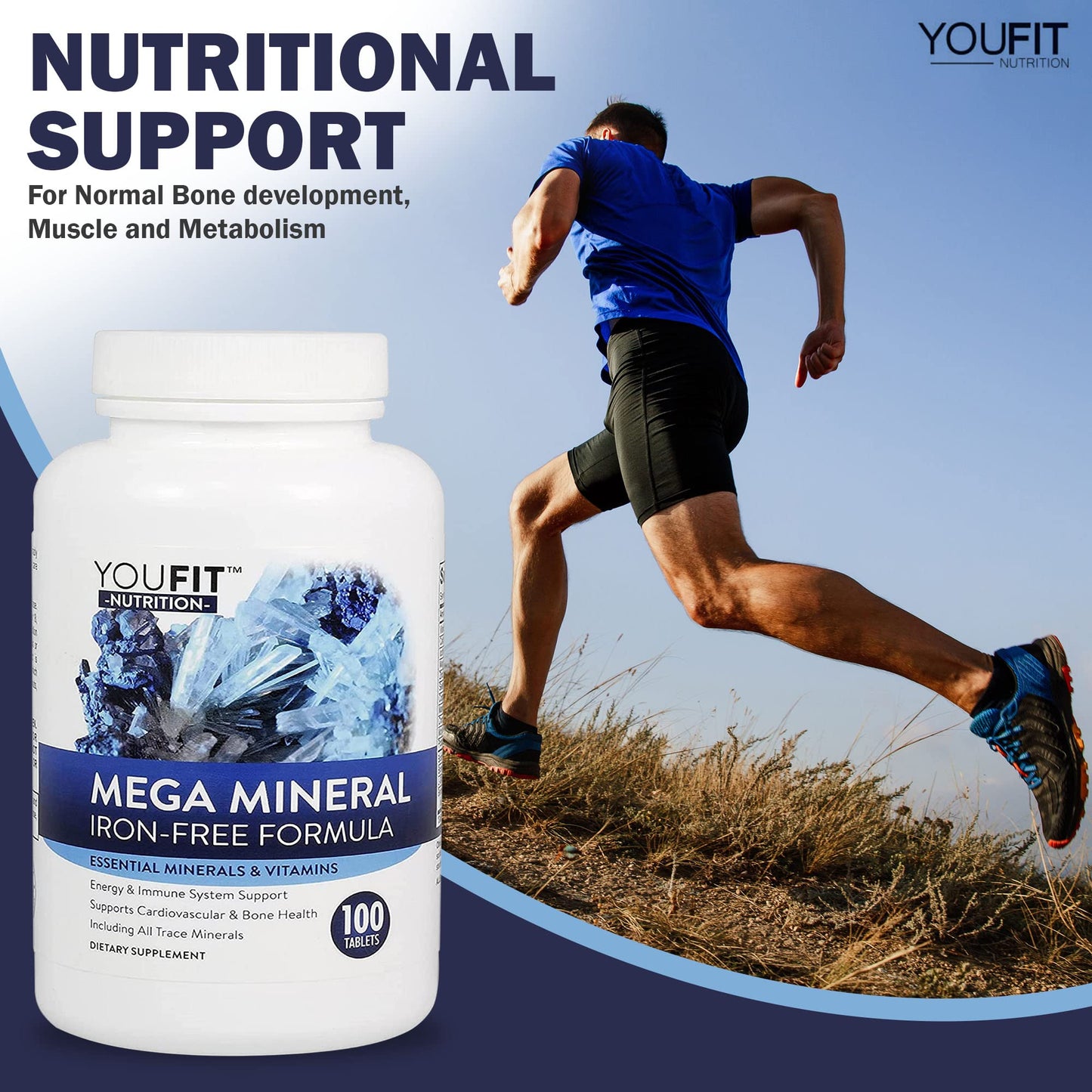 Mega Minerals Supplement by Youfit Nutrition | Trace Minerals | Premium Formula with Source of Minerals and Immune Health Support | Iron Free | All in One - dailyvitalstore