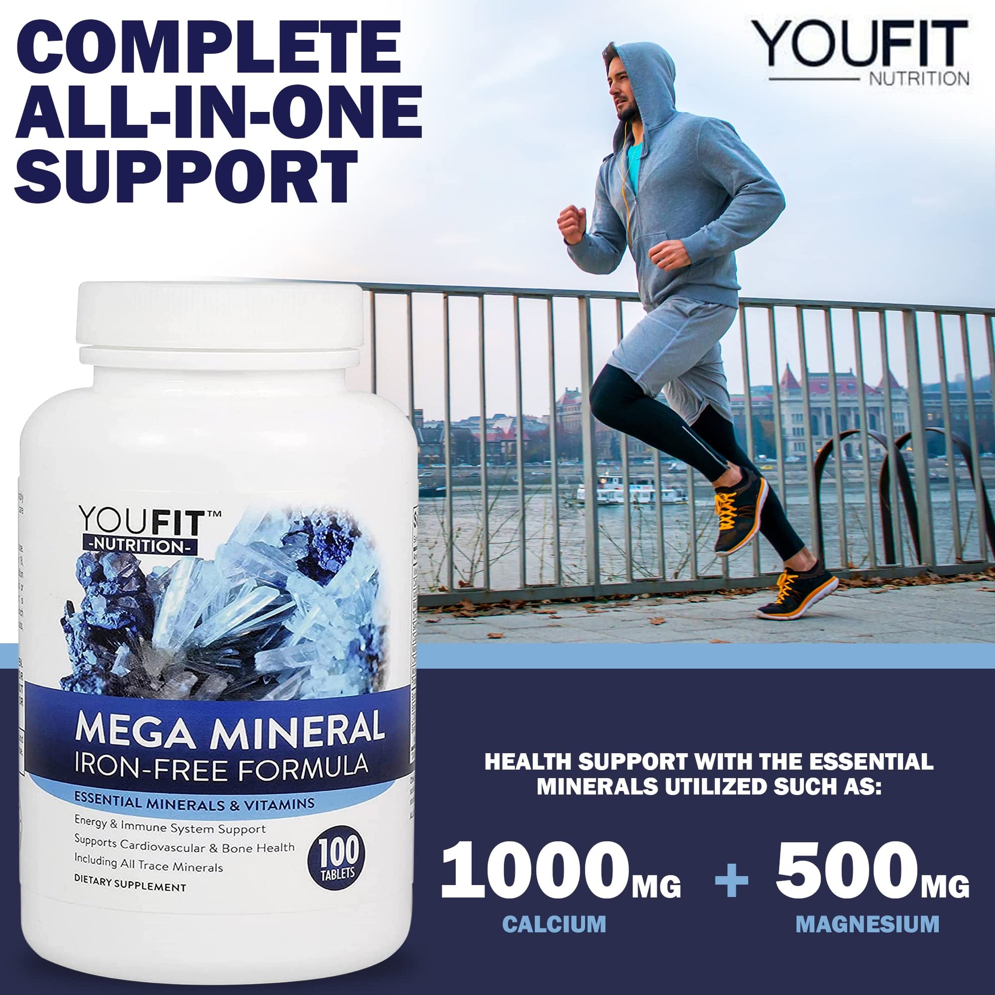 Mega Minerals Supplement by Youfit Nutrition | Trace Minerals | Premium Formula with Source of Minerals and Immune Health Support | Iron Free | All in One - dailyvitalstore