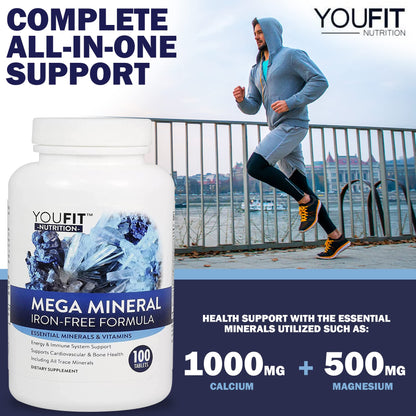 Mega Minerals Supplement by Youfit Nutrition | Trace Minerals | Premium Formula with Source of Minerals and Immune Health Support | Iron Free | All in One - dailyvitalstore
