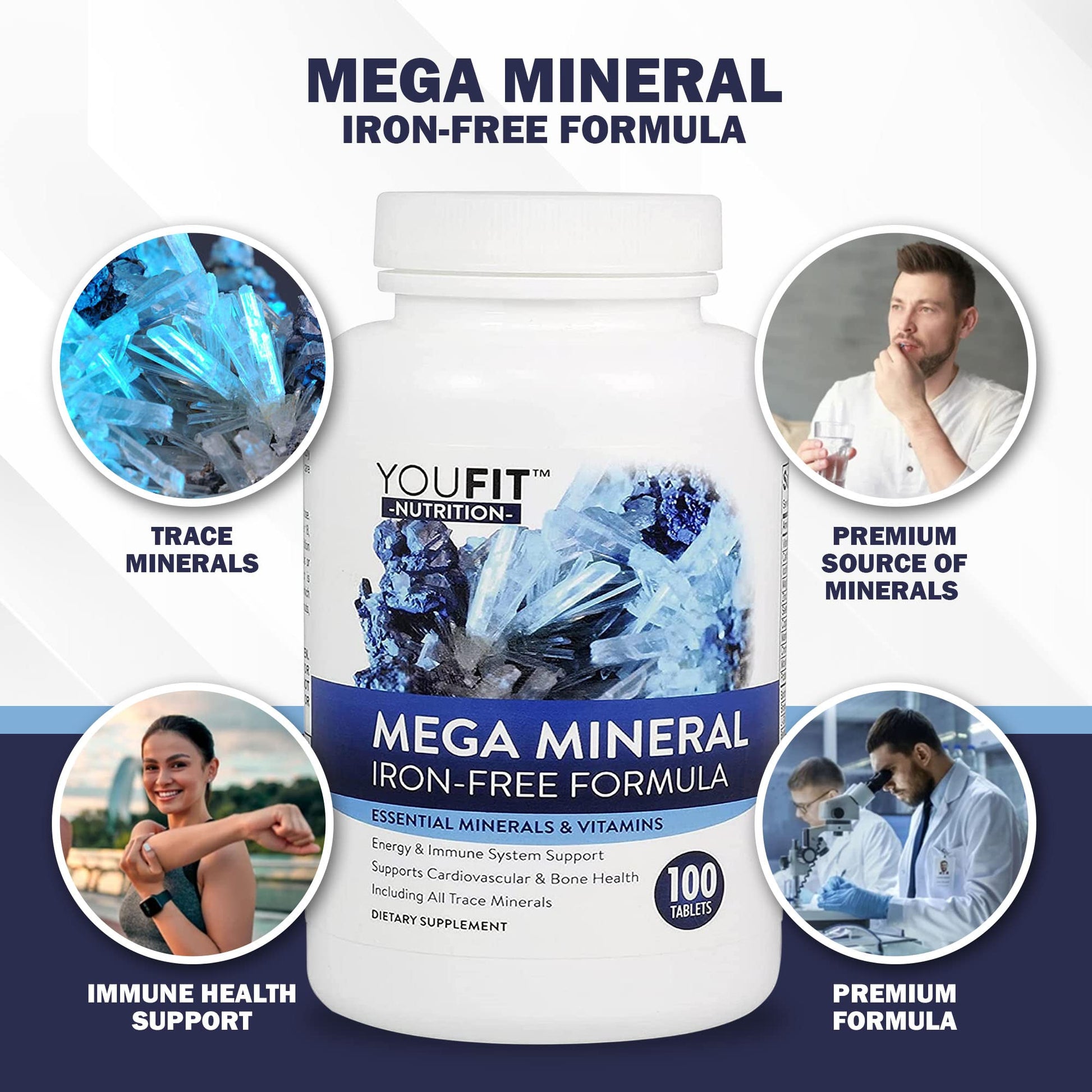 Mega Minerals Supplement by Youfit Nutrition | Trace Minerals | Premium Formula with Source of Minerals and Immune Health Support | Iron Free | All in One - dailyvitalstore