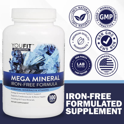 Mega Minerals Supplement by Youfit Nutrition | Trace Minerals | Premium Formula with Source of Minerals and Immune Health Support | Iron Free | All in One - dailyvitalstore