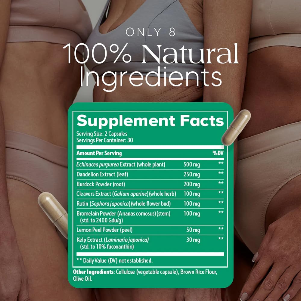 Megacephalus Lymphatic Drainage Capsules - New Maximum Potency Formula with Dandelion Extract, Cleavers Extract, Natural Ingredients, Vegan & Non-GMO, 60 Capsules (1) - dailyvitalstore