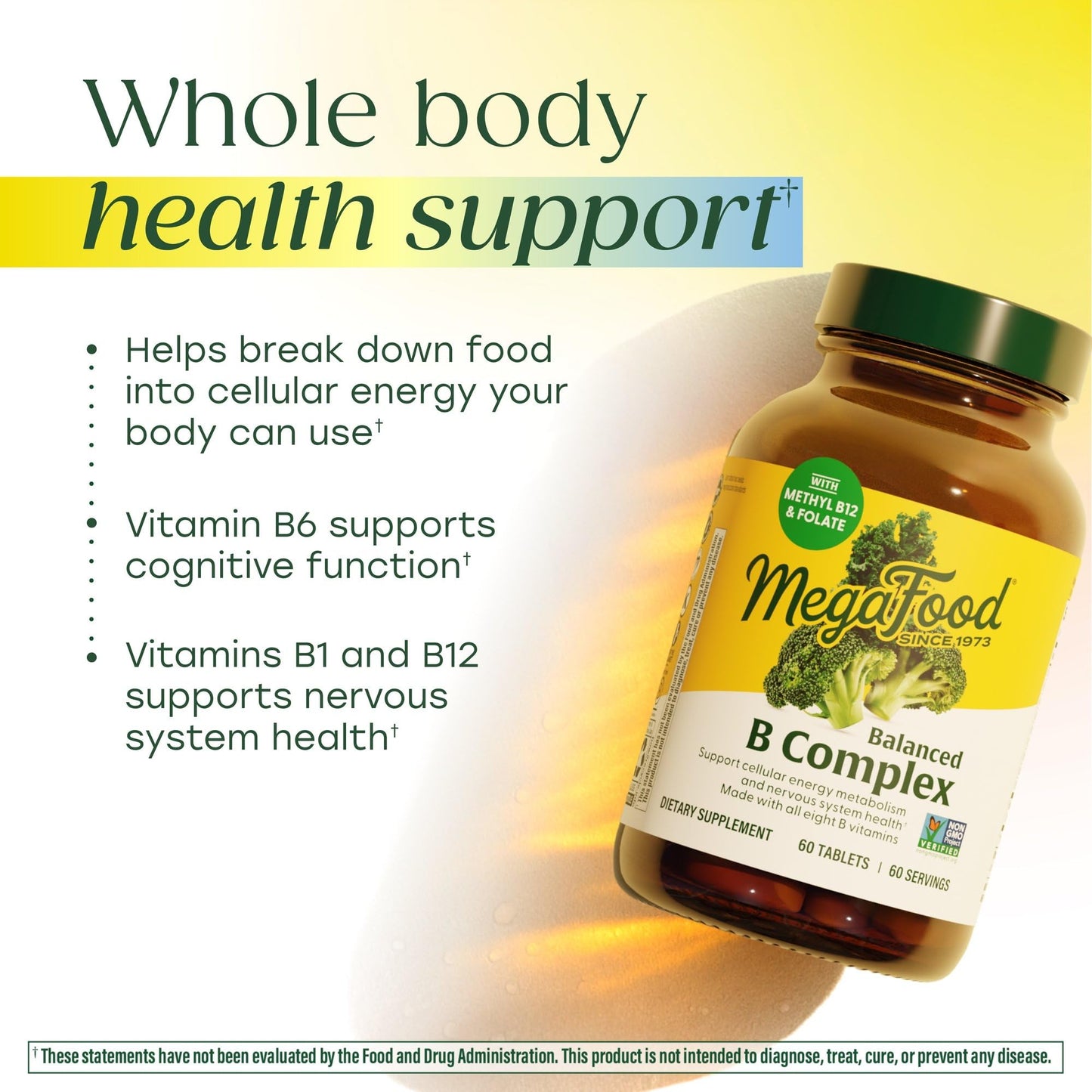 MegaFood Balanced B Complex - B Complex Vitamin Supplement - 8 B Vitamins Including Vitamin B6, Vitamin B12, Folate, Biotin & More - Supports Cellular Energy Production - dailyvitalstore