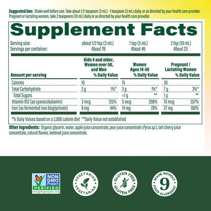 MegaFood Blood Builder Liquid Iron Supplement for Women, Men & Kids, Clinically Shown to Increase Iron Levels Without Constipation, - dailyvitalstore