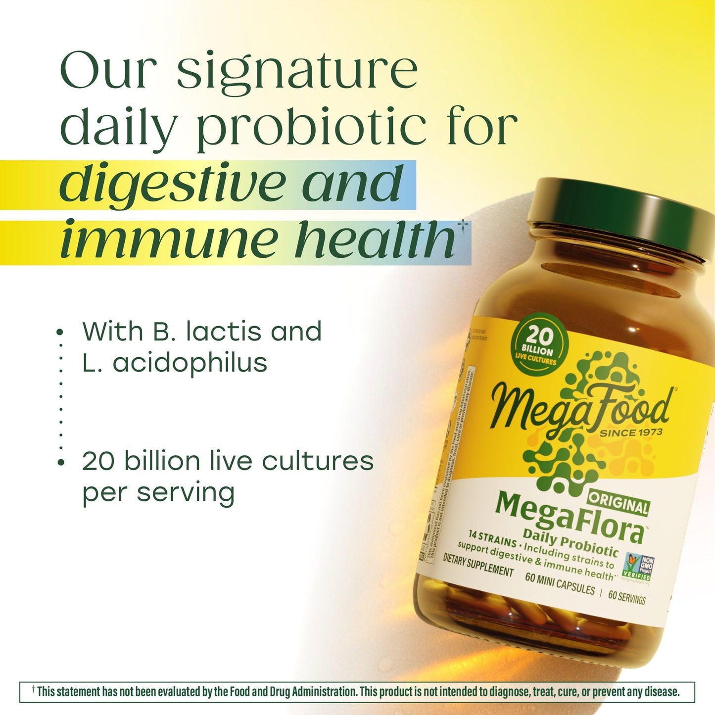 MegaFood MegaFlora Probiotic - Probiotics for Women Digestive Health - Immune Support Supplement - 20 Billion CFU - 14 Strains - Non-GMO - dailyvitalstore