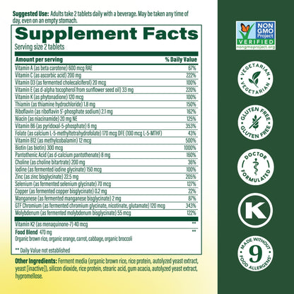 MegaFood Men's Advanced Multivitamin for Men - Doctor -Formulated - Choline, Vitamin B12, Vitamin D, Vitamin C & Zinc - Brain Health & Immune Support - Non-GMO - Vegetarian - 120 Tabs (60 Servings) - dailyvitalstore