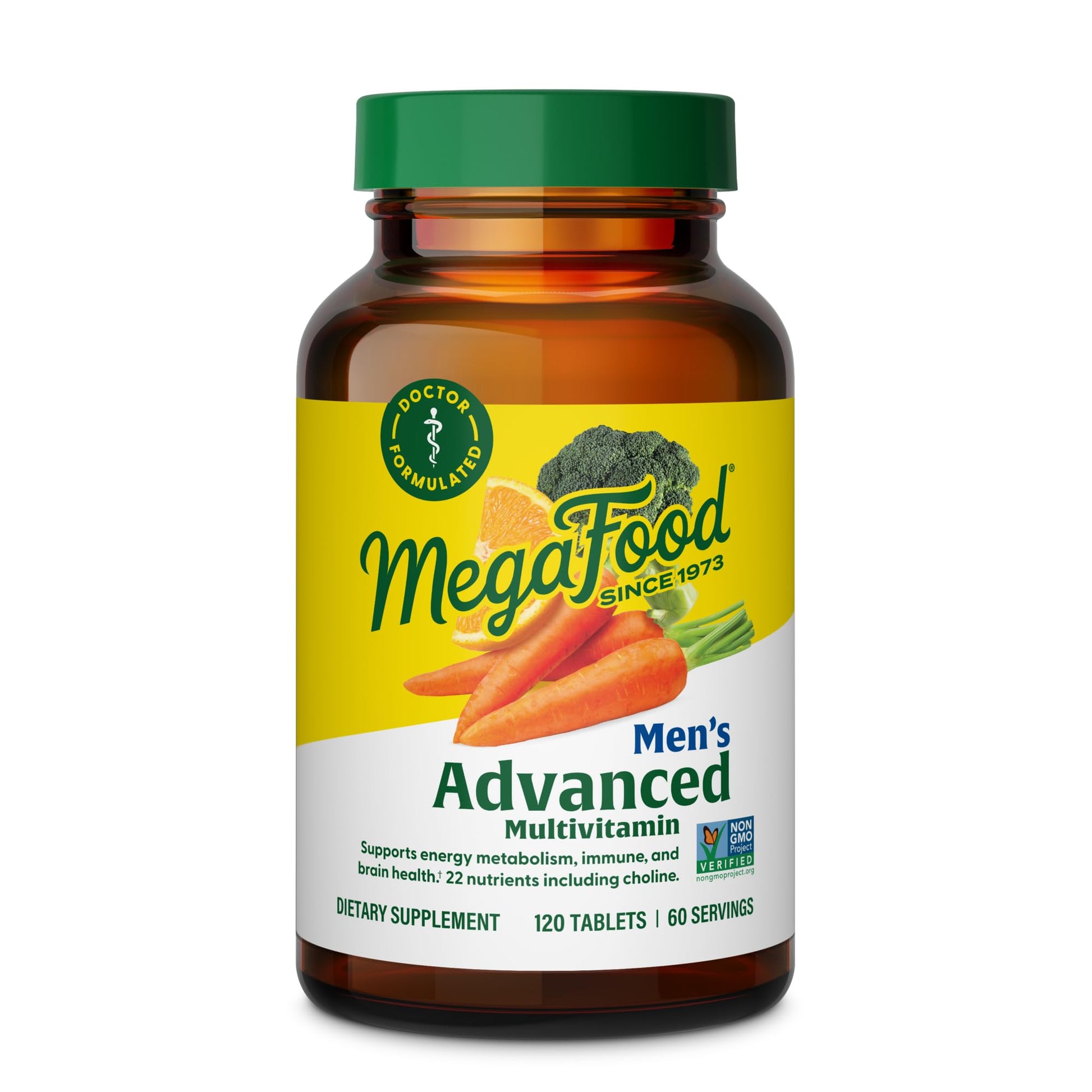 MegaFood Men's Advanced Multivitamin for Men - Doctor -Formulated - Choline, Vitamin B12, Vitamin D, Vitamin C & Zinc - Brain Health & Immune Support - Non-GMO - Vegetarian - 120 Tabs (60 Servings) - dailyvitalstore