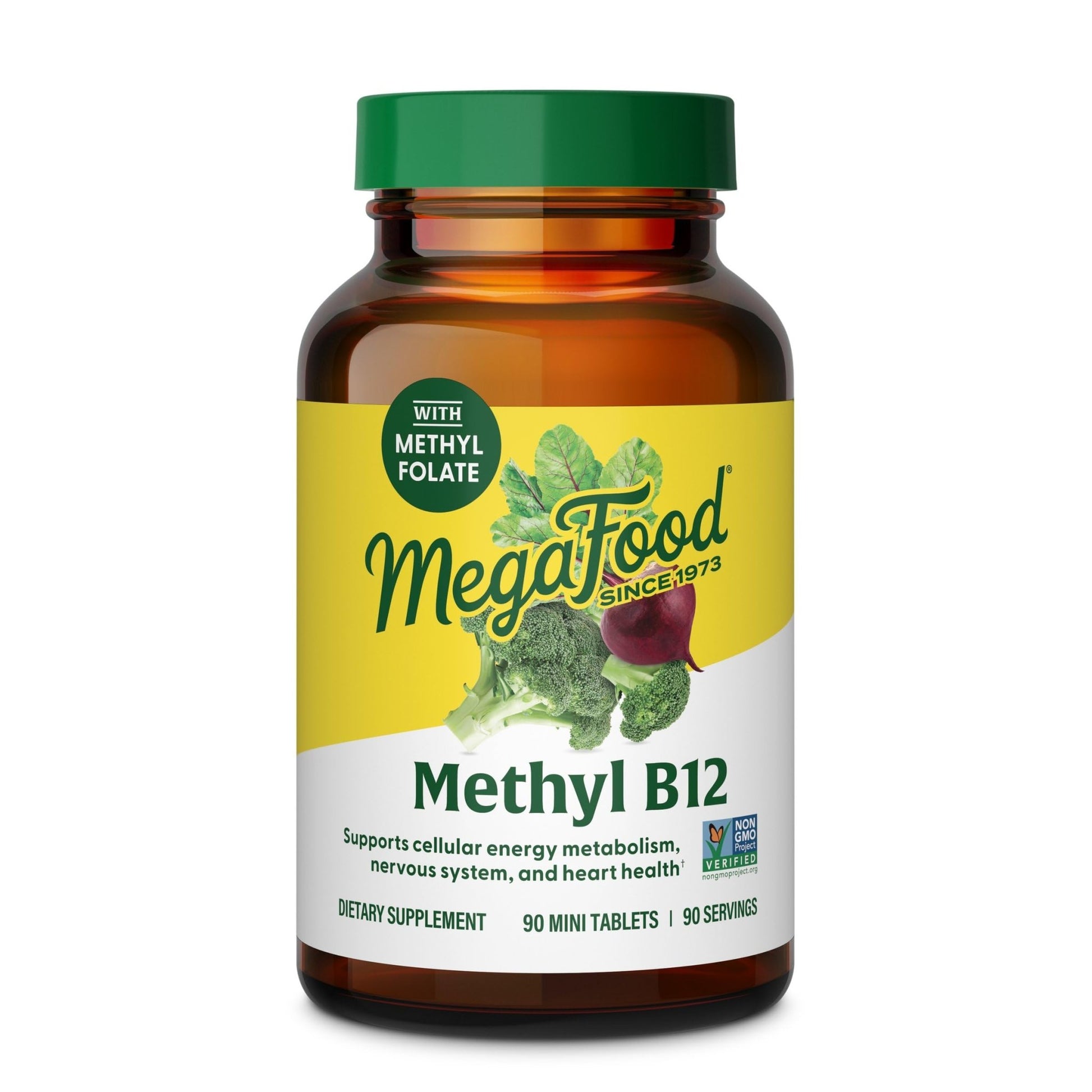 MegaFood Methyl B12 - Vegan - Includes Methyl Folate, Vitamin B12 & B6 - Supports Cellular Energy Production, Nervous System Health - dailyvitalstore