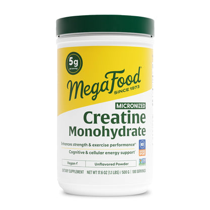 MegaFood Micronized Creatine Monohydrate Powder - Unflavored Post & Pre Workout Powder for Men & Women - Cognitive & Exercise Performance Support - dailyvitalstore