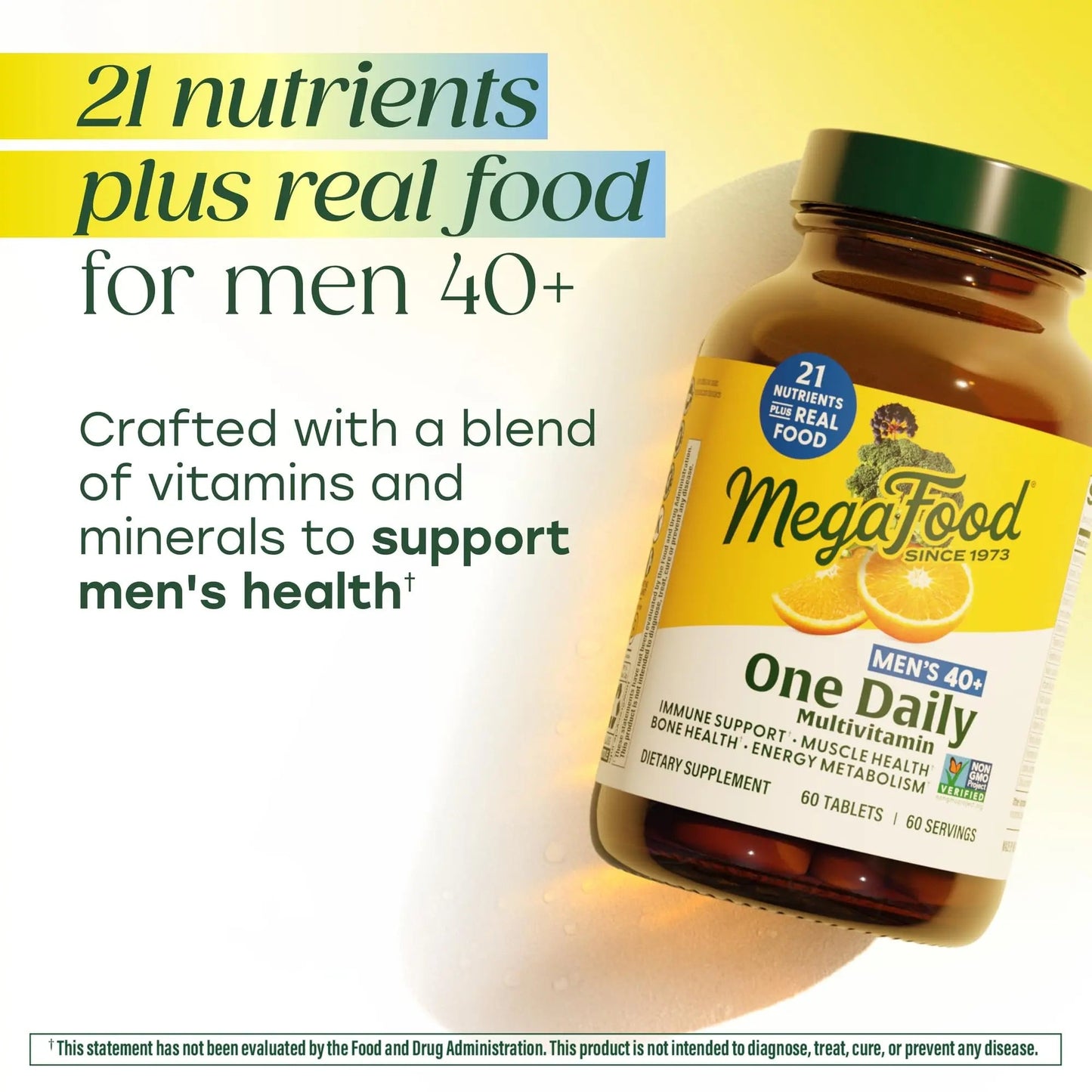 MegaFood Multivitamin for Men 40+ One Daily Mens Multivitamins - Methylated B12, Vitamin D3, B6, C & Zinc, Muscle & Bone Health - dailyvitalstore