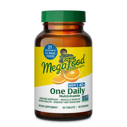 MegaFood Multivitamin for Men 40+ One Daily Mens Multivitamins - Methylated B12, Vitamin D3, B6, C & Zinc, Muscle & Bone Health - dailyvitalstore